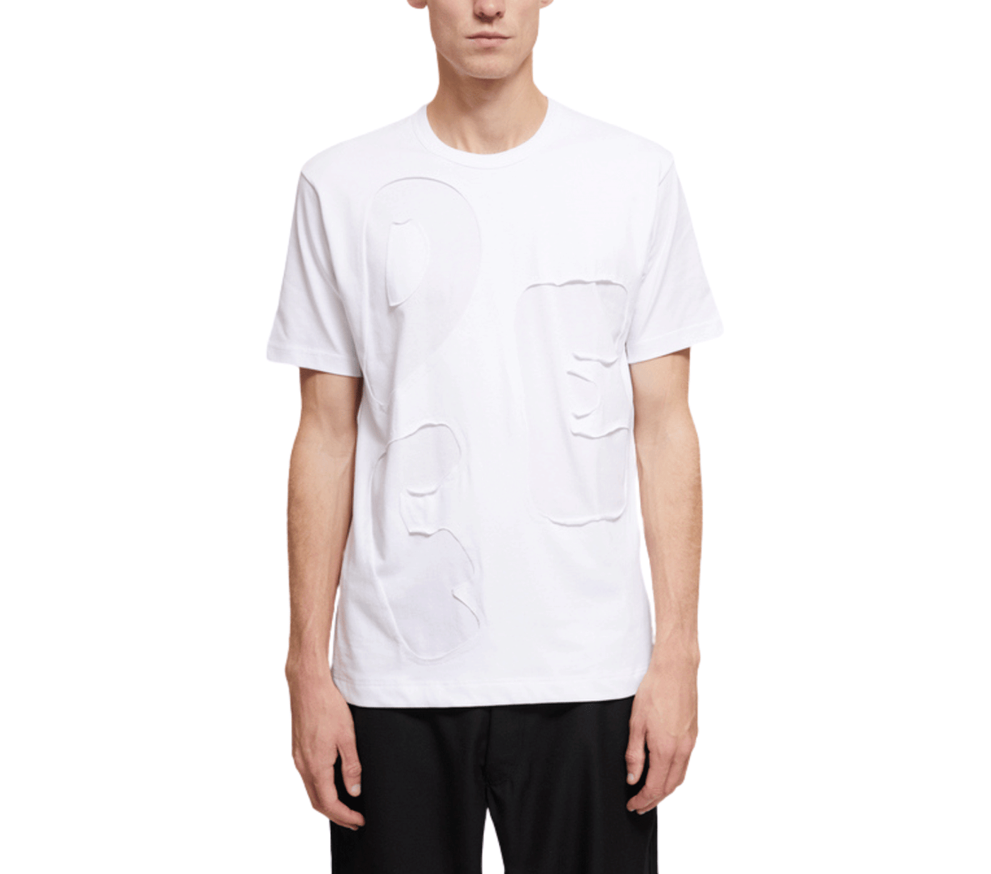 Comme-des-Garcons-Shirt-Lettering-applique-Cotton-Tee-White-1