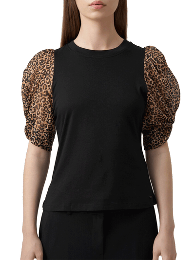 DKNY_Ruched-Crew-Neck-Blouse_Black-01