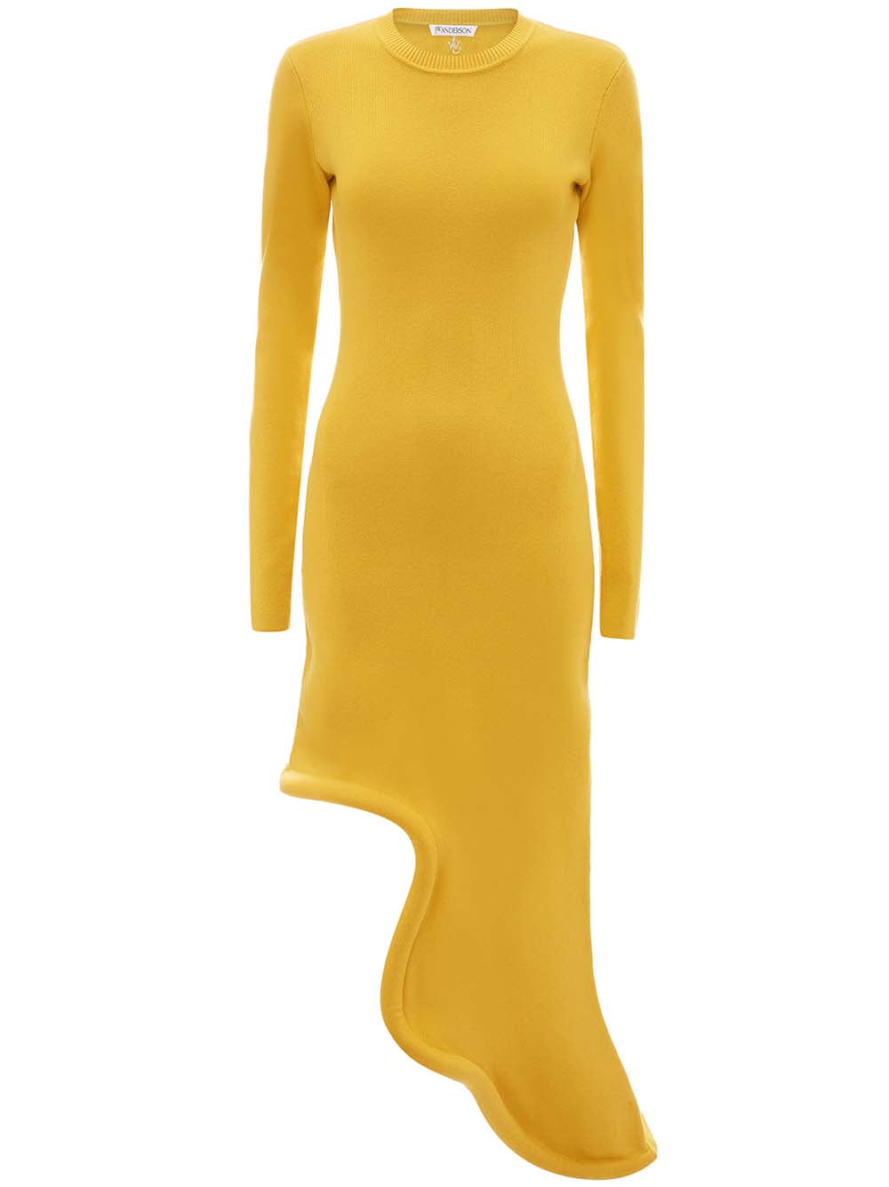 JW Anderson-Bumper-Tube Long-Sleeve Asymmetric Dress-Yellow-1