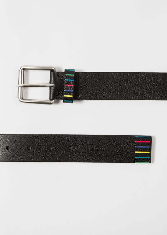 PS Paul Smith Men Reflective Leather Belt Black 3