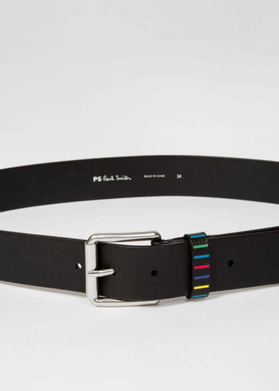PS Paul Smith Men Reflective Leather Belt Black 4