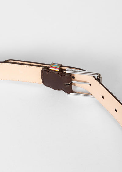Paul Smith Men 'Signature Stripe' Keeper Leather Belt (Brown) 3