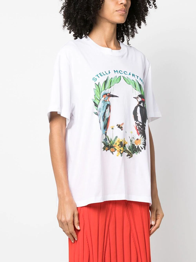 Bird Crest Print T-Shirt (White)