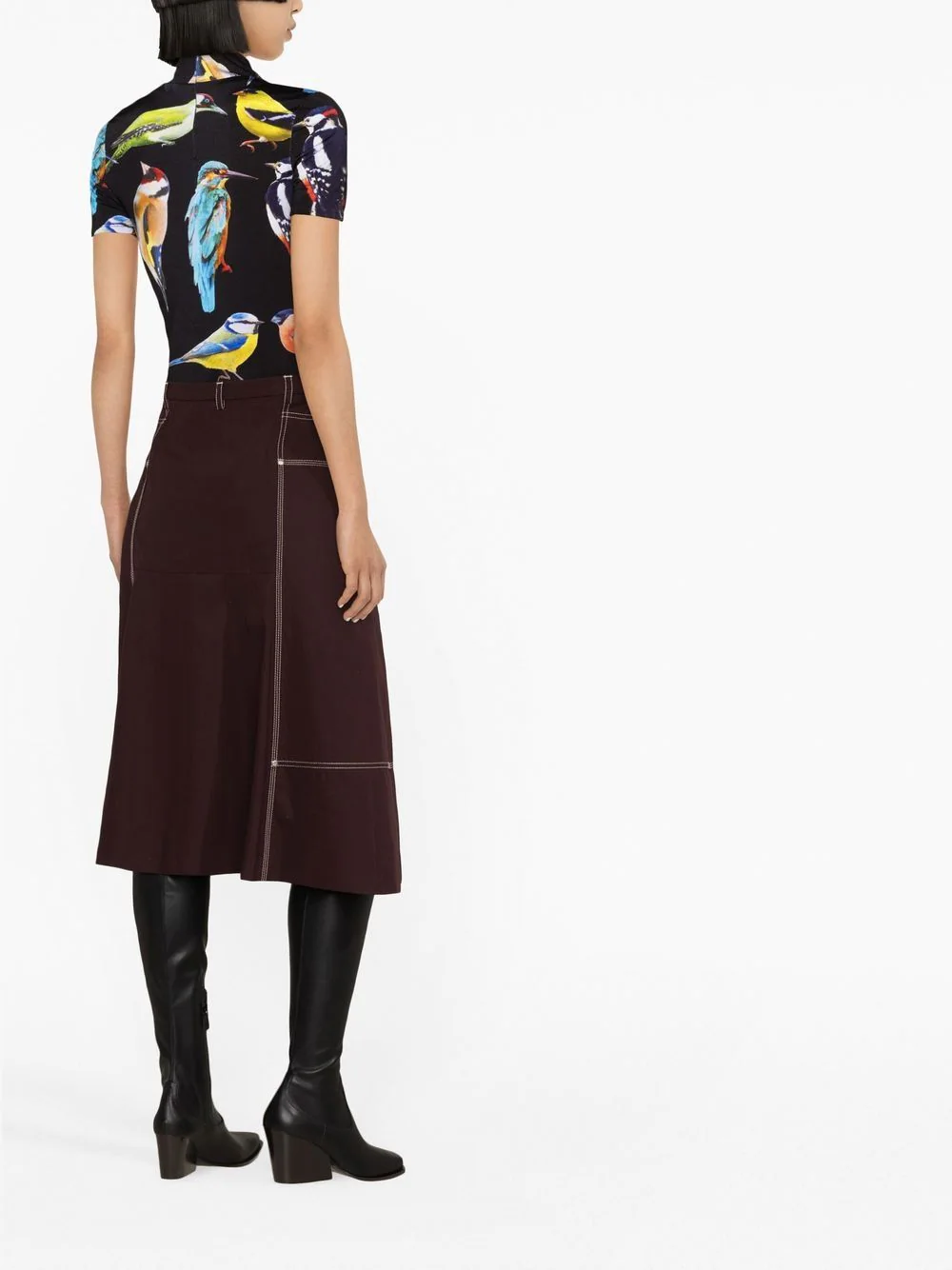 Bird Print Stretch Top (Multi)