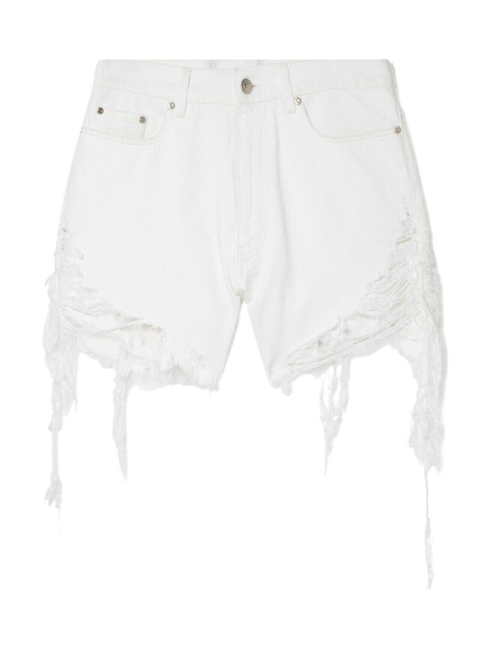 Deconstructed Denim Shorts (White)