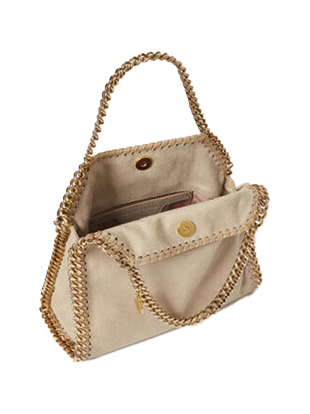 Stella McCartney Falabella Mini Tote Bag with Gold Color Chain Natural Beige 3