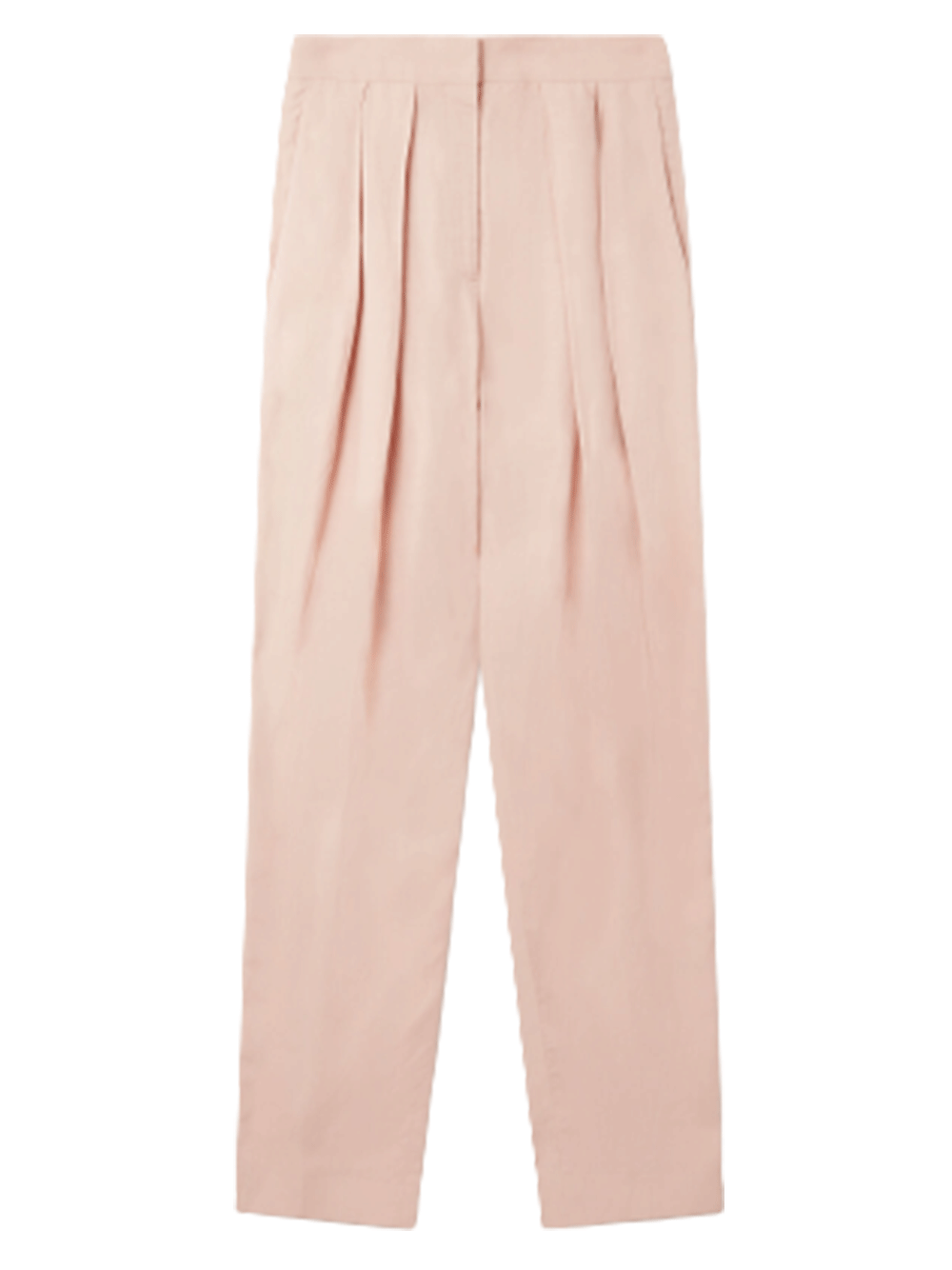 Fluid Linen Pleat Front Straight Leg Trousers (Rose Pink)