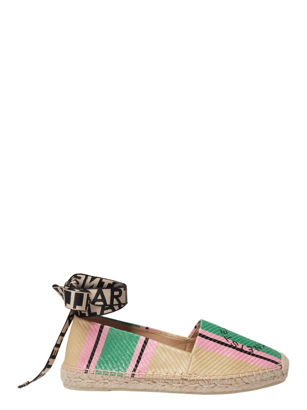 Gaia Striped Raffia Espadrilles (Green)