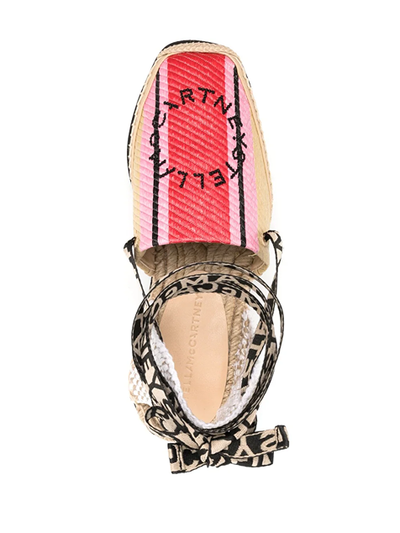 Gaia Striped Raffia Platform Espadrilles (Red/black/pink)