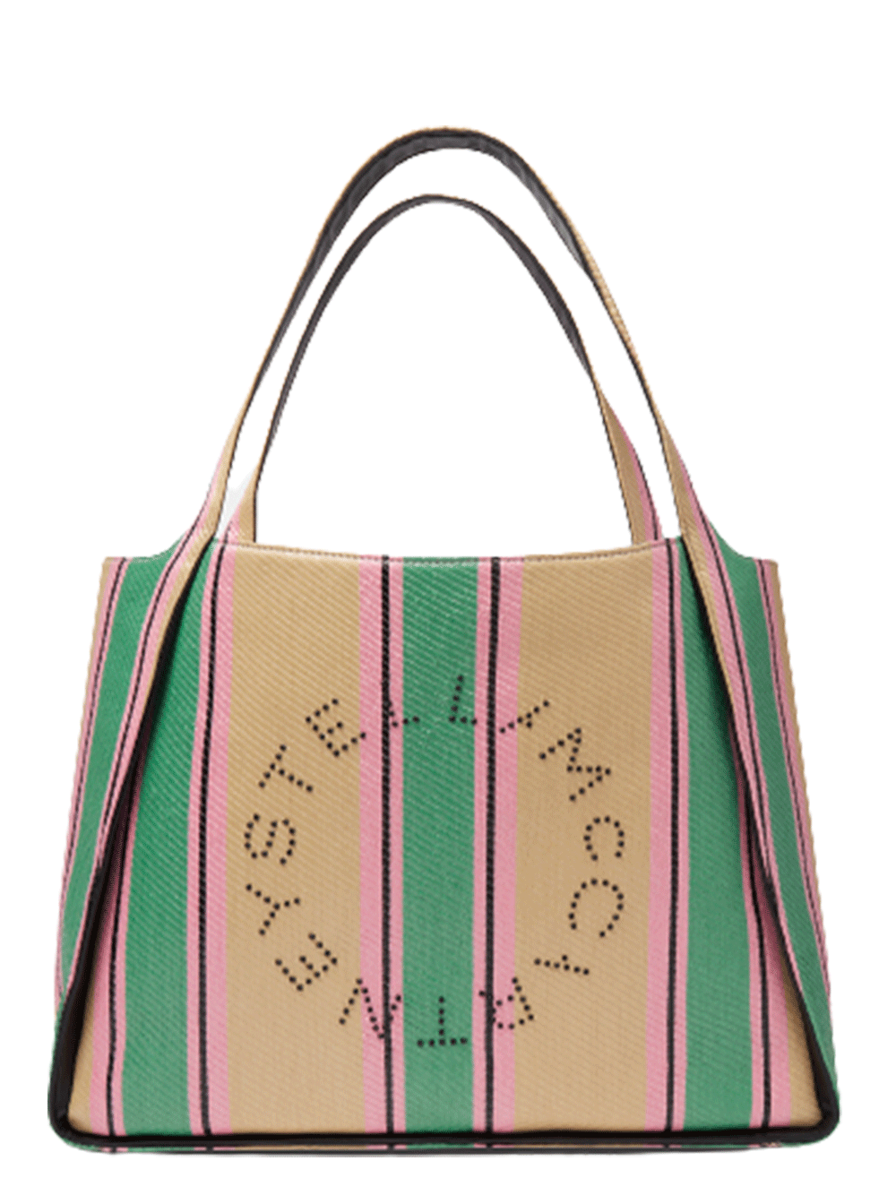 Stella Logo Striped Raffia Tote Bag (Green)